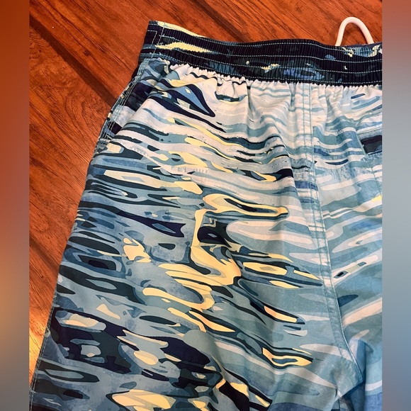 Tommy Bahama swim trunks men’s small blue waves ocean pocket zipper drawstring - Picture 6 of 11